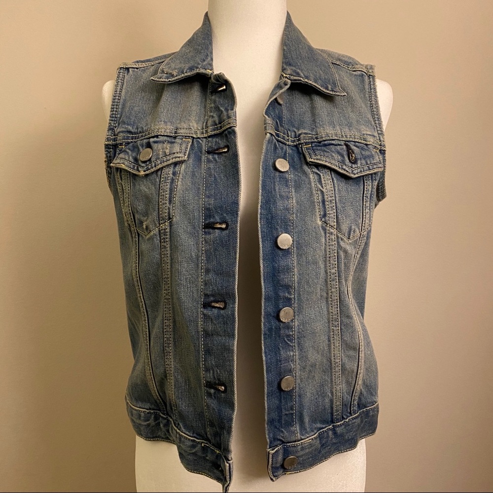Distressed Denim Vest by Gap